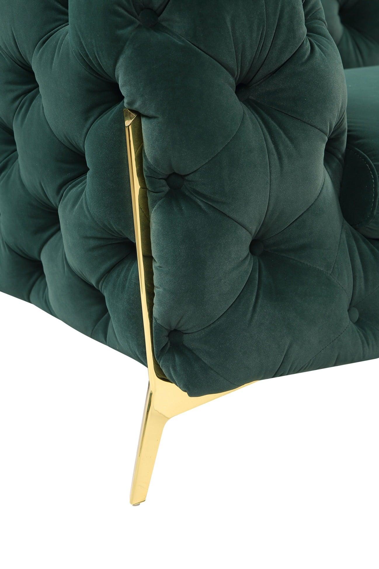 Divani Casa Quincey Transitional Emerald Velvet Loveseat