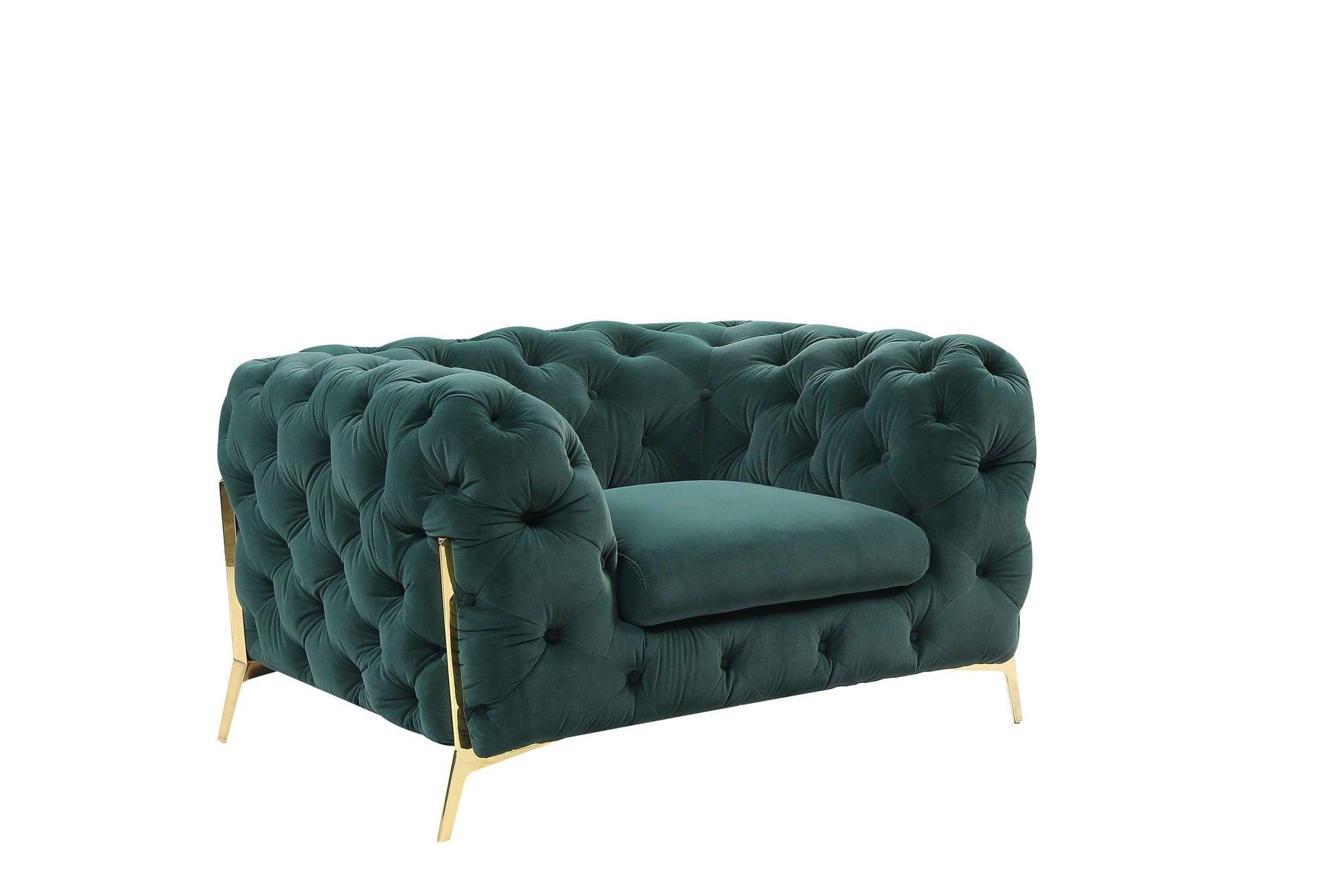 Divani Casa Quincey Transitional Emerald Velvet Chair