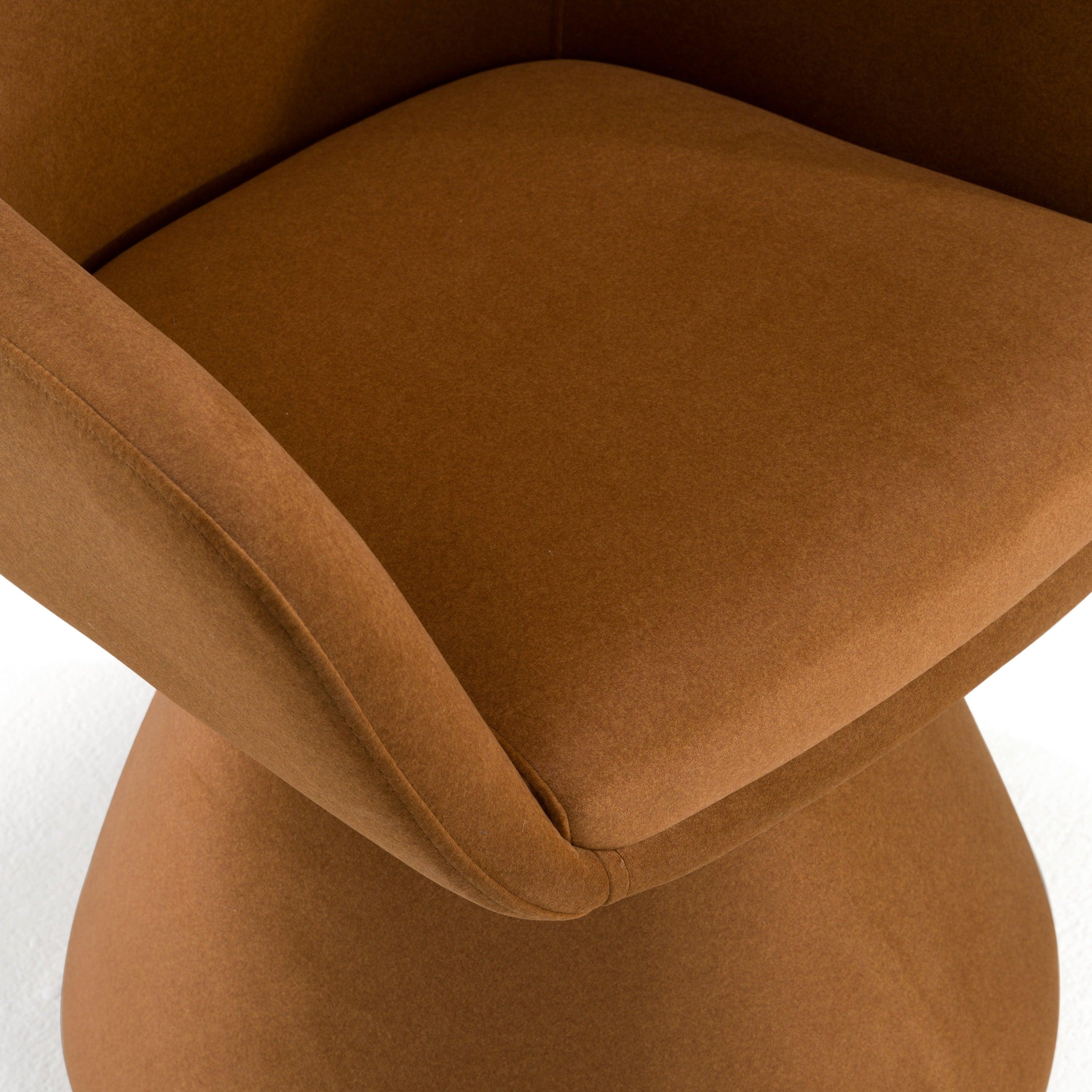 Modrest Risa Modern Rust Fabric Swivel Dining Chair