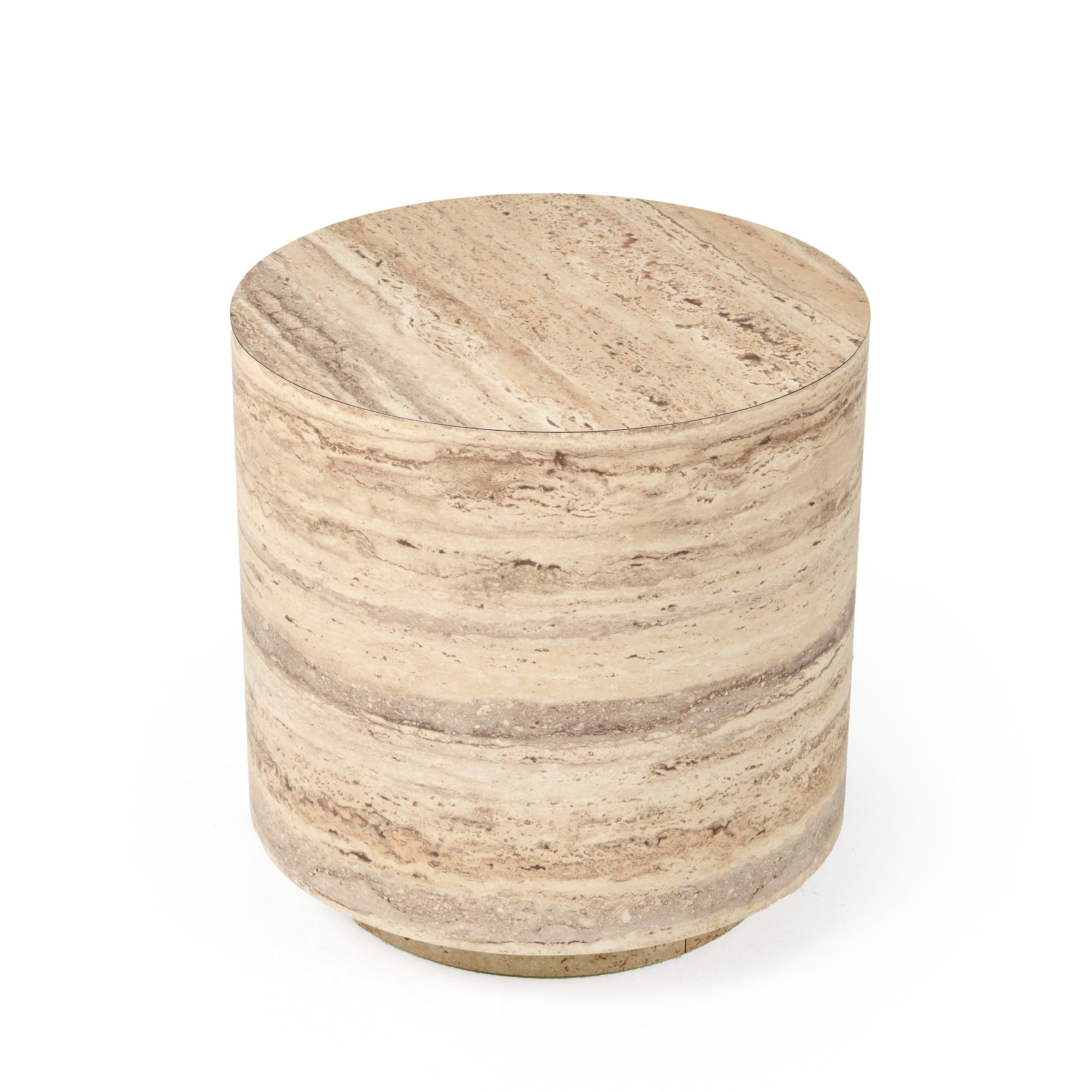 Nova Domus Roma Modern Faux Travertine Round End Table