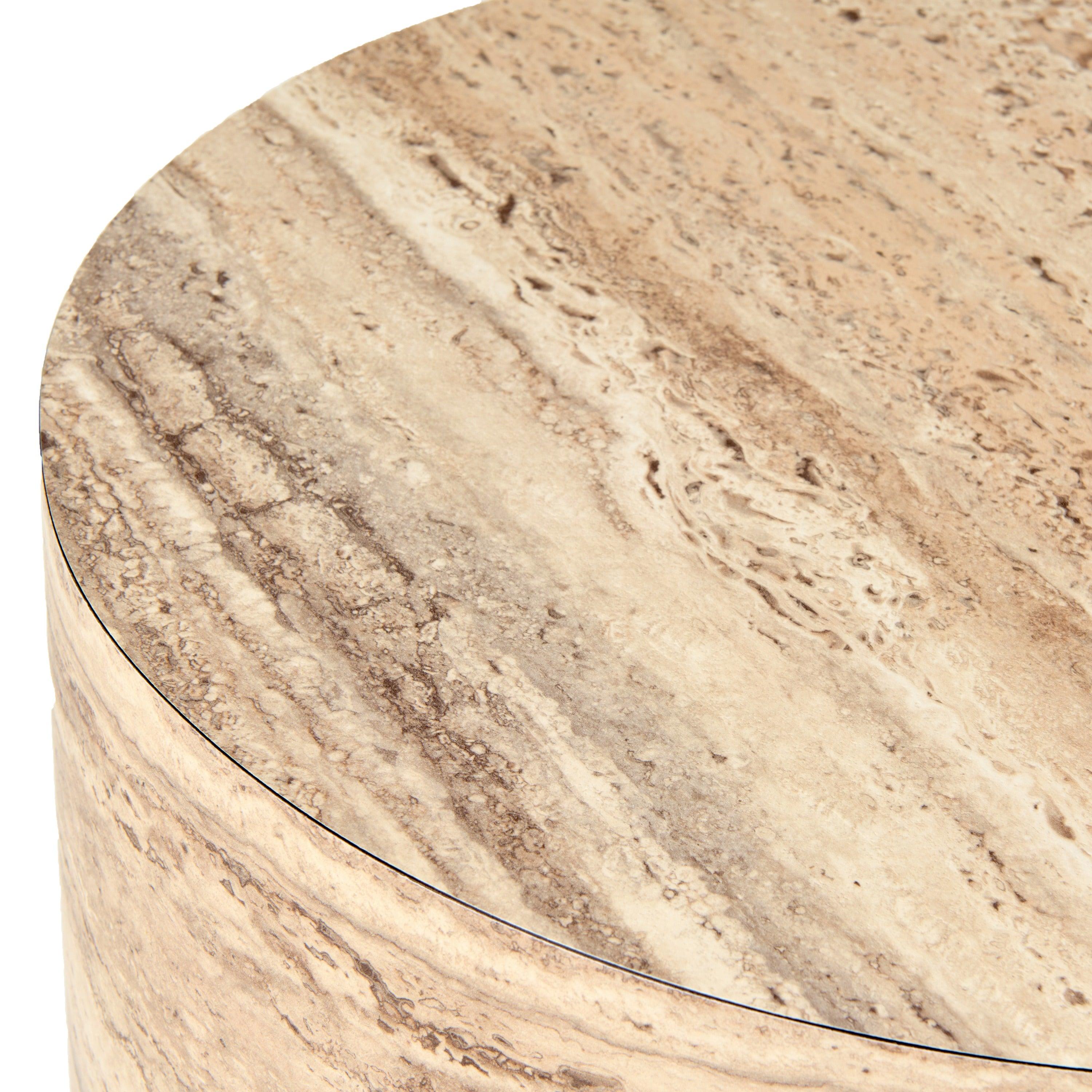 Nova Domus Roma Modern Faux Travertine Round End Table