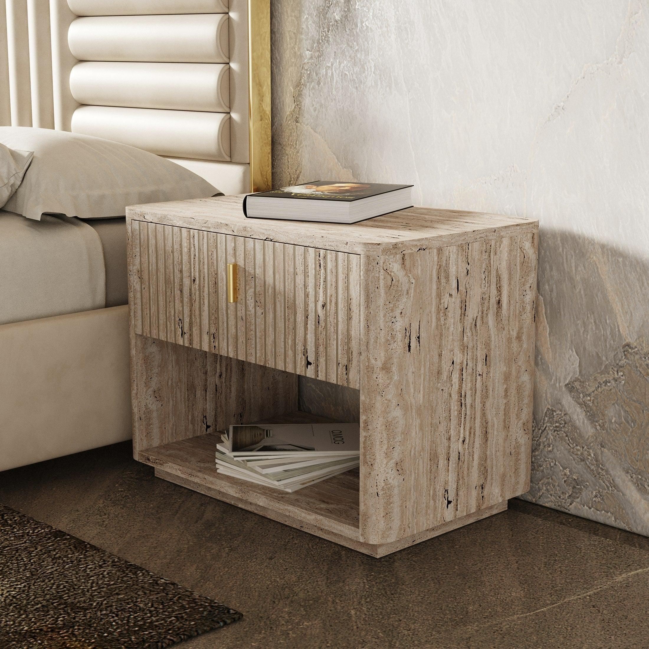 Nova Domus Roma Modern Faux Travertine Nightstand