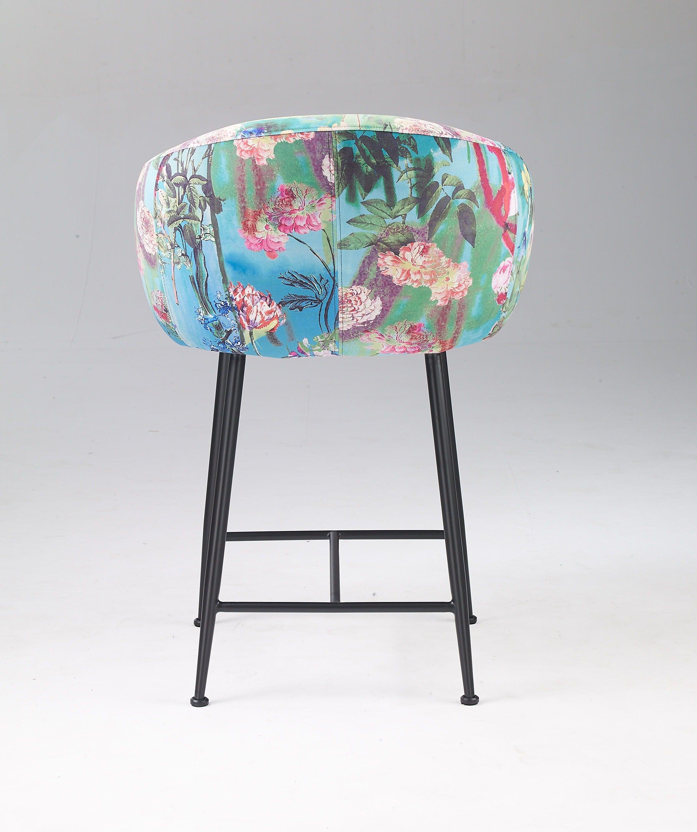 Modrest Roxann Modern Counter Stool in Funky Velvet