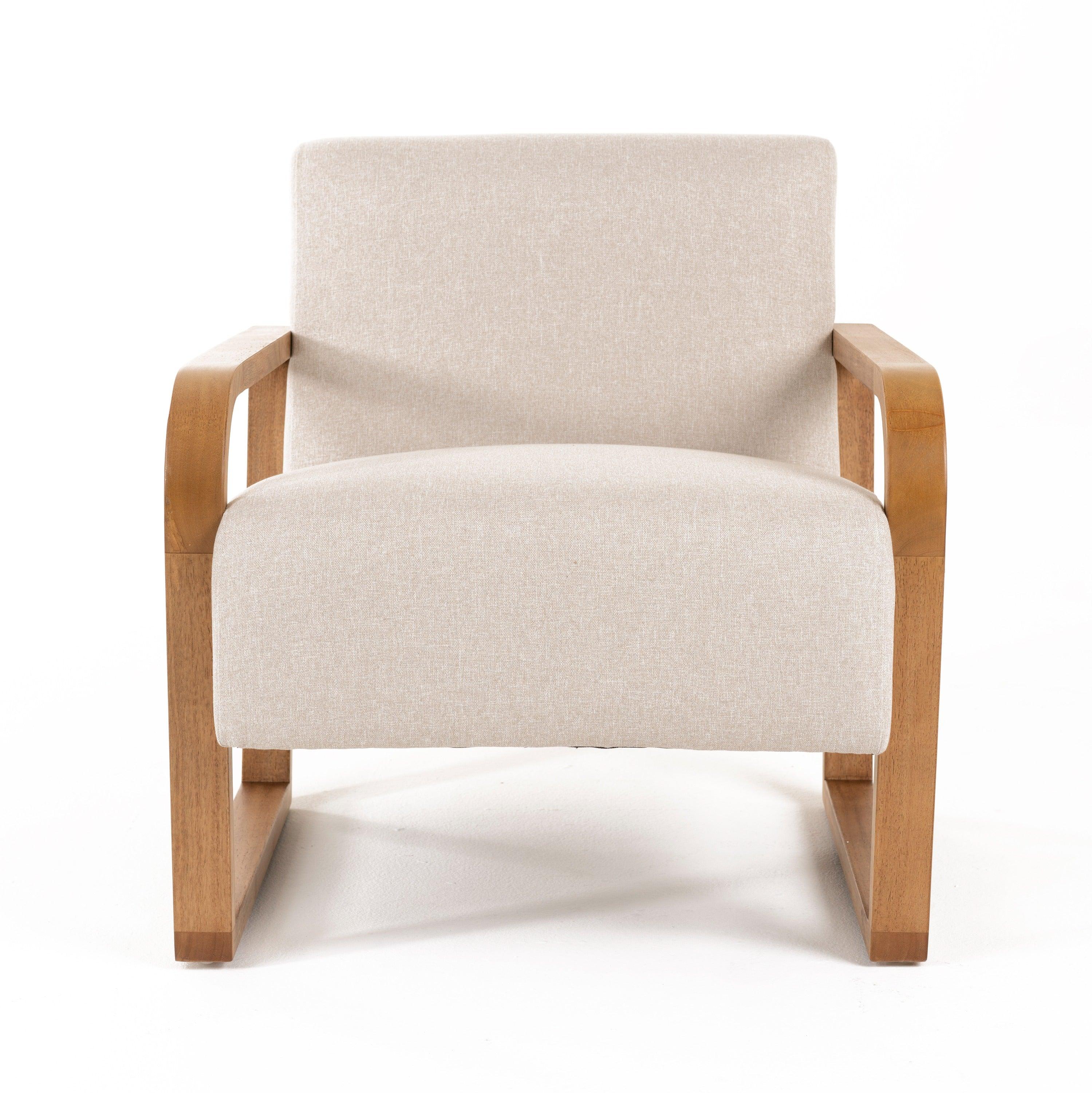 Modrest Sada MidCentury Modern Linen Chestnut Accent Chair