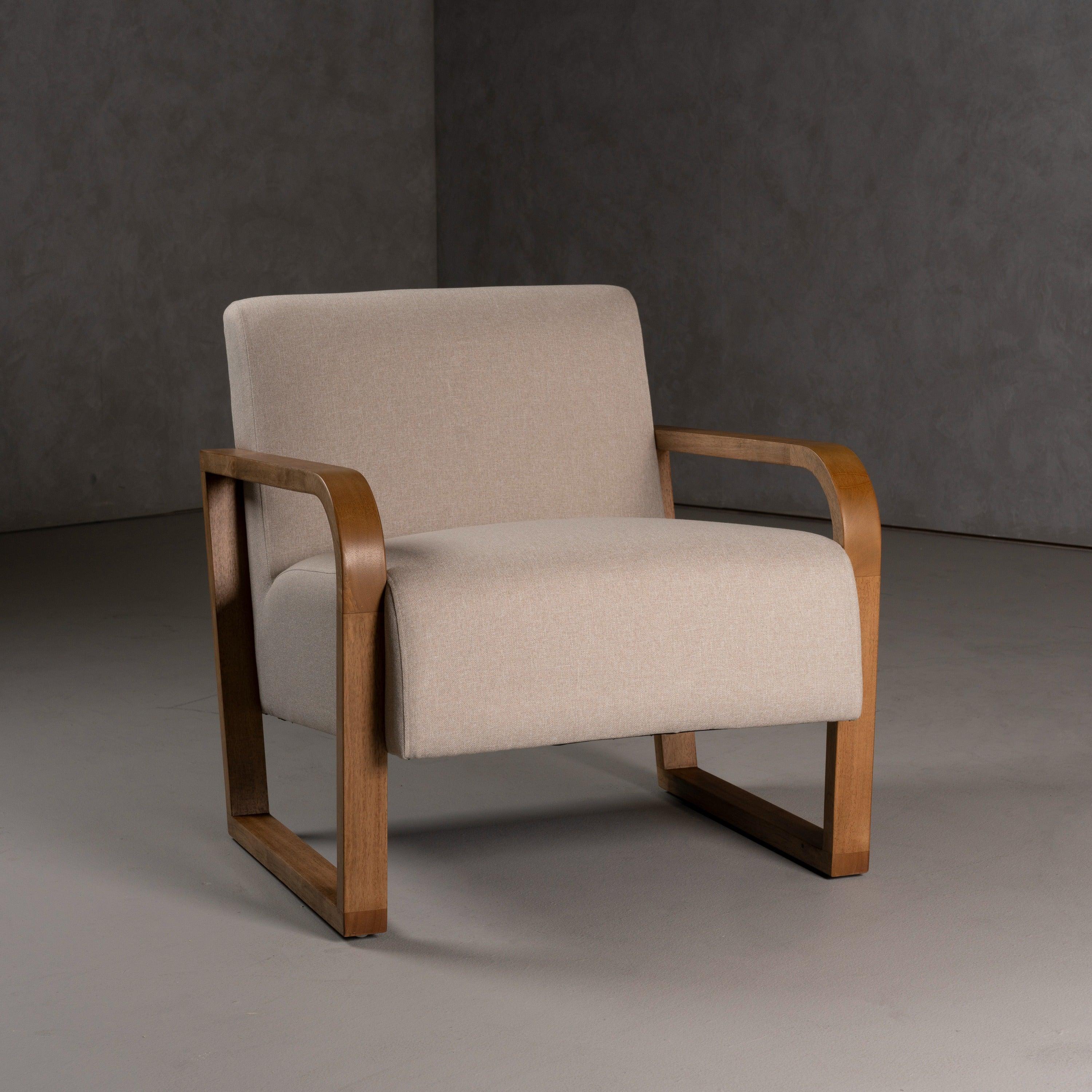 Modrest Sada MidCentury Modern Linen Chestnut Accent Chair