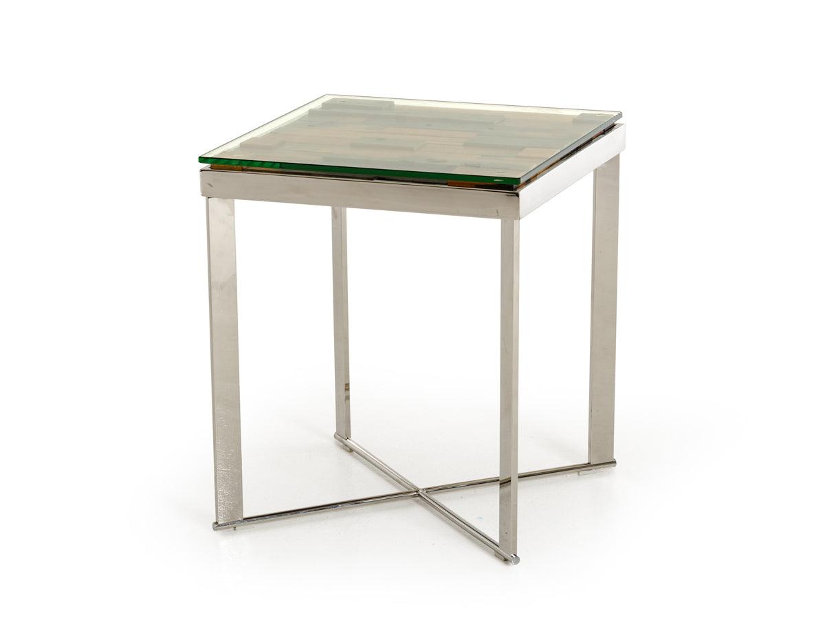 Modrest Santiago Modern Rectangular Wood Mosaic End Table