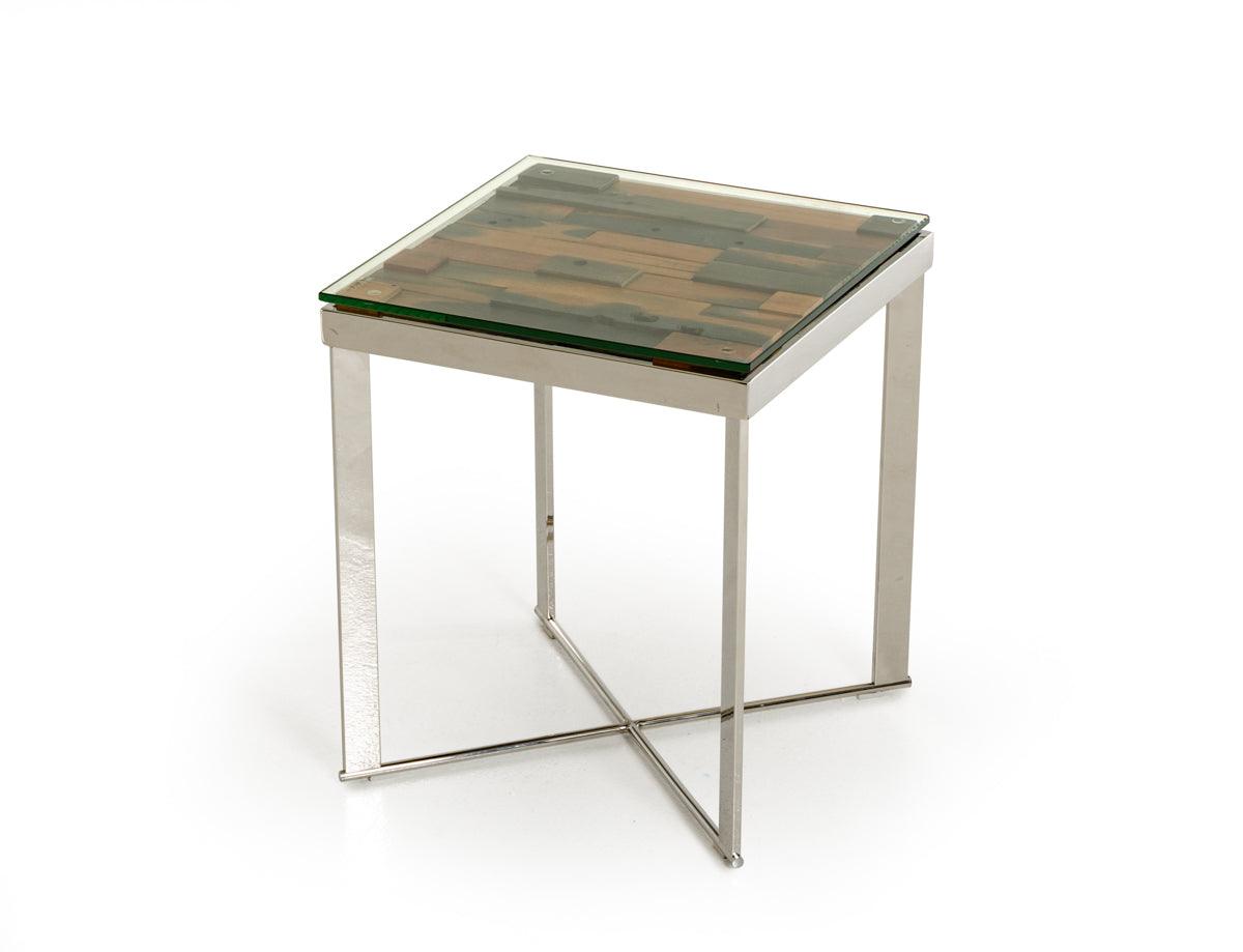 Modrest Santiago Modern Rectangular Wood Mosaic End Table