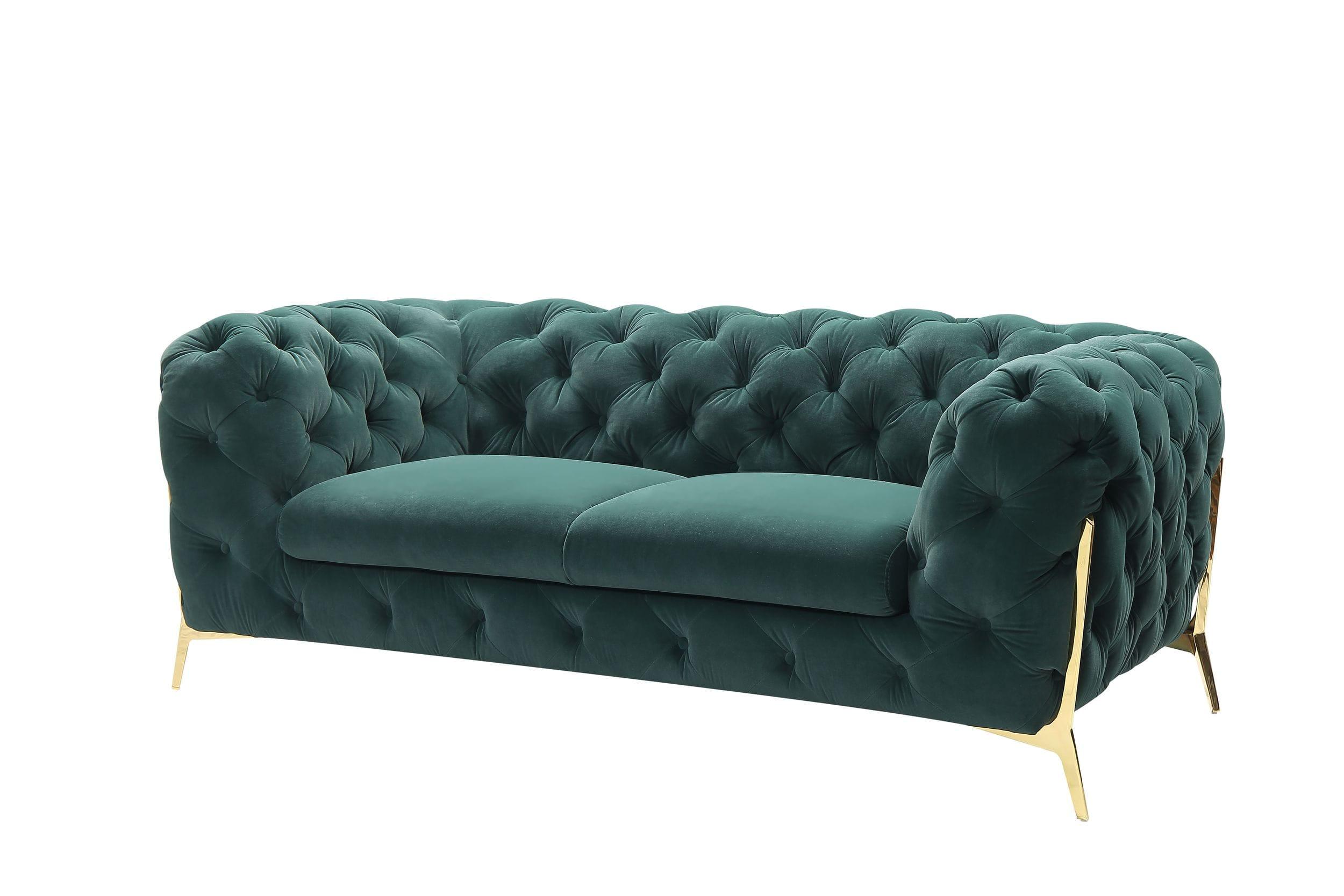 Divani Casa Sheila Transitional Emerald Fabric Loveseat