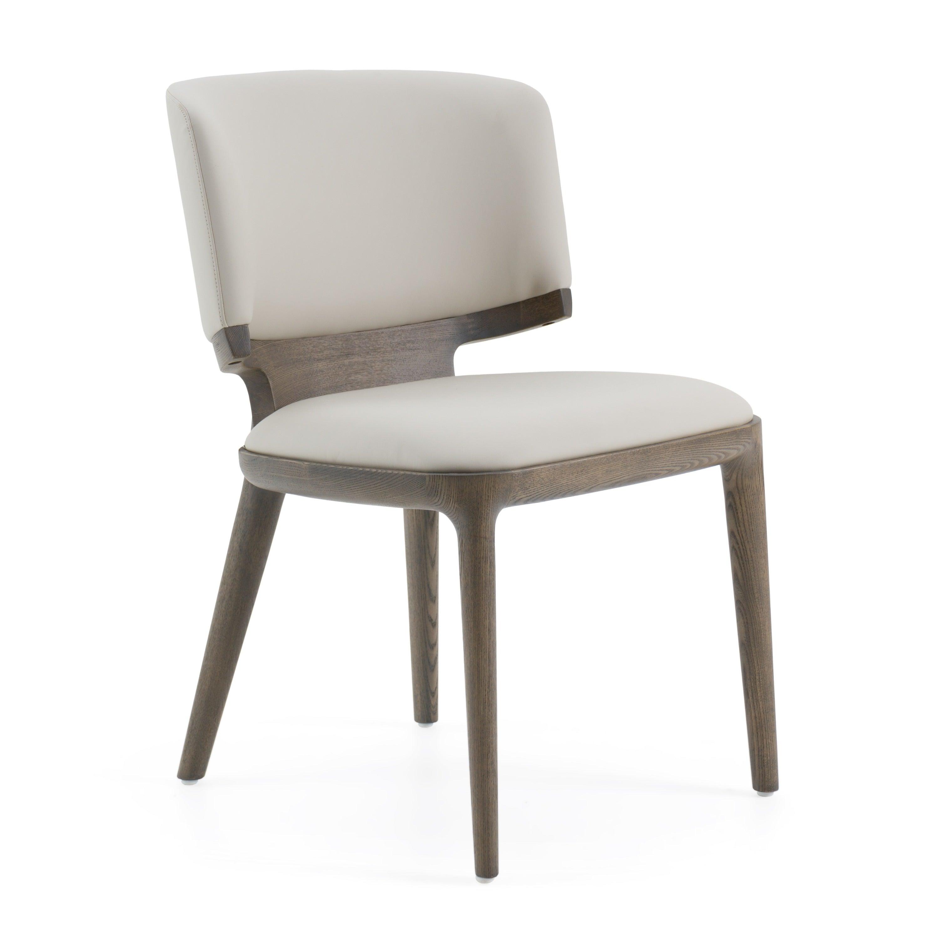 Modrest Stanley Contemporary Leatherette and Ash Set of 2 Dining Chair