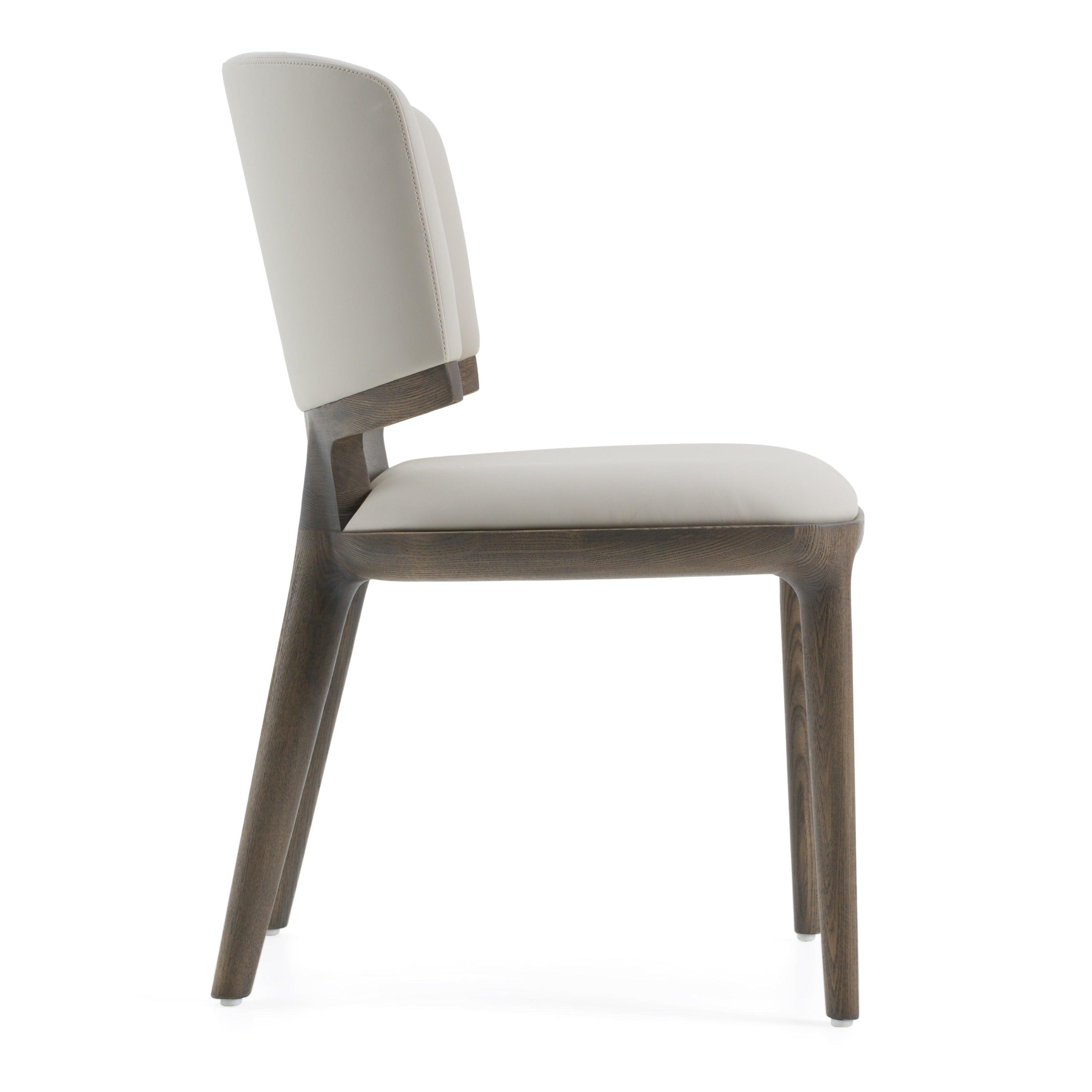 Modrest Stanley Contemporary Leatherette and Ash Set of 2 Dining Chair