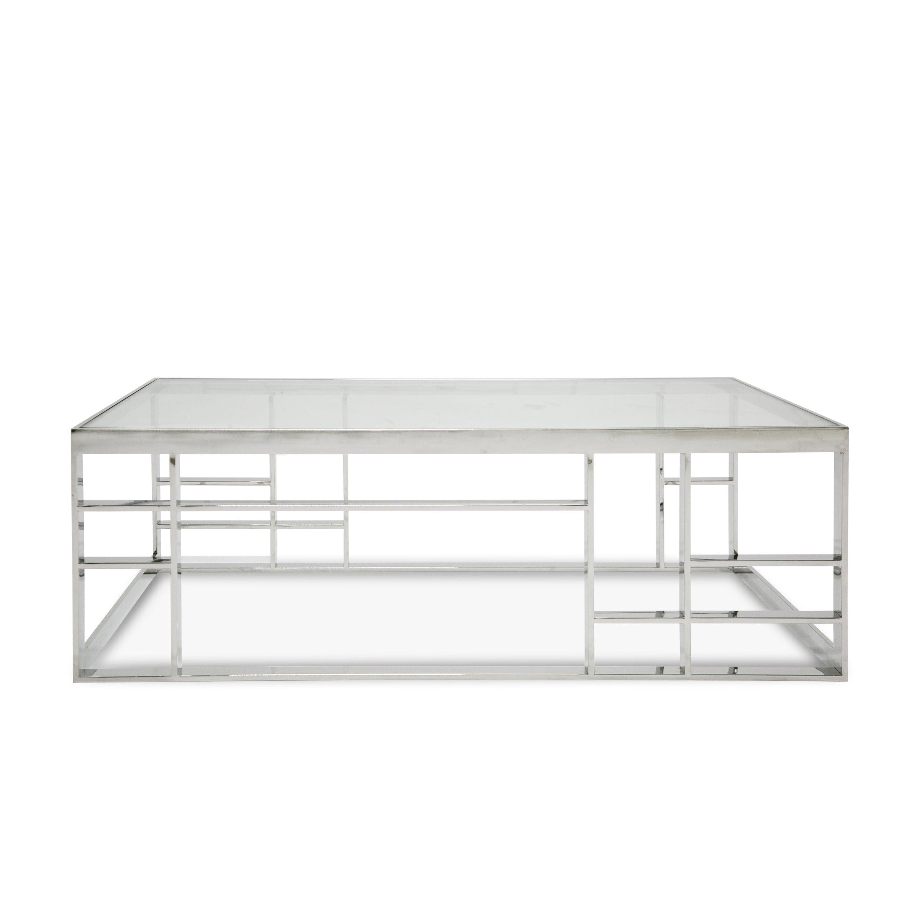 Modrest Stephen Modern Glass Stainless Steel Coffee Table