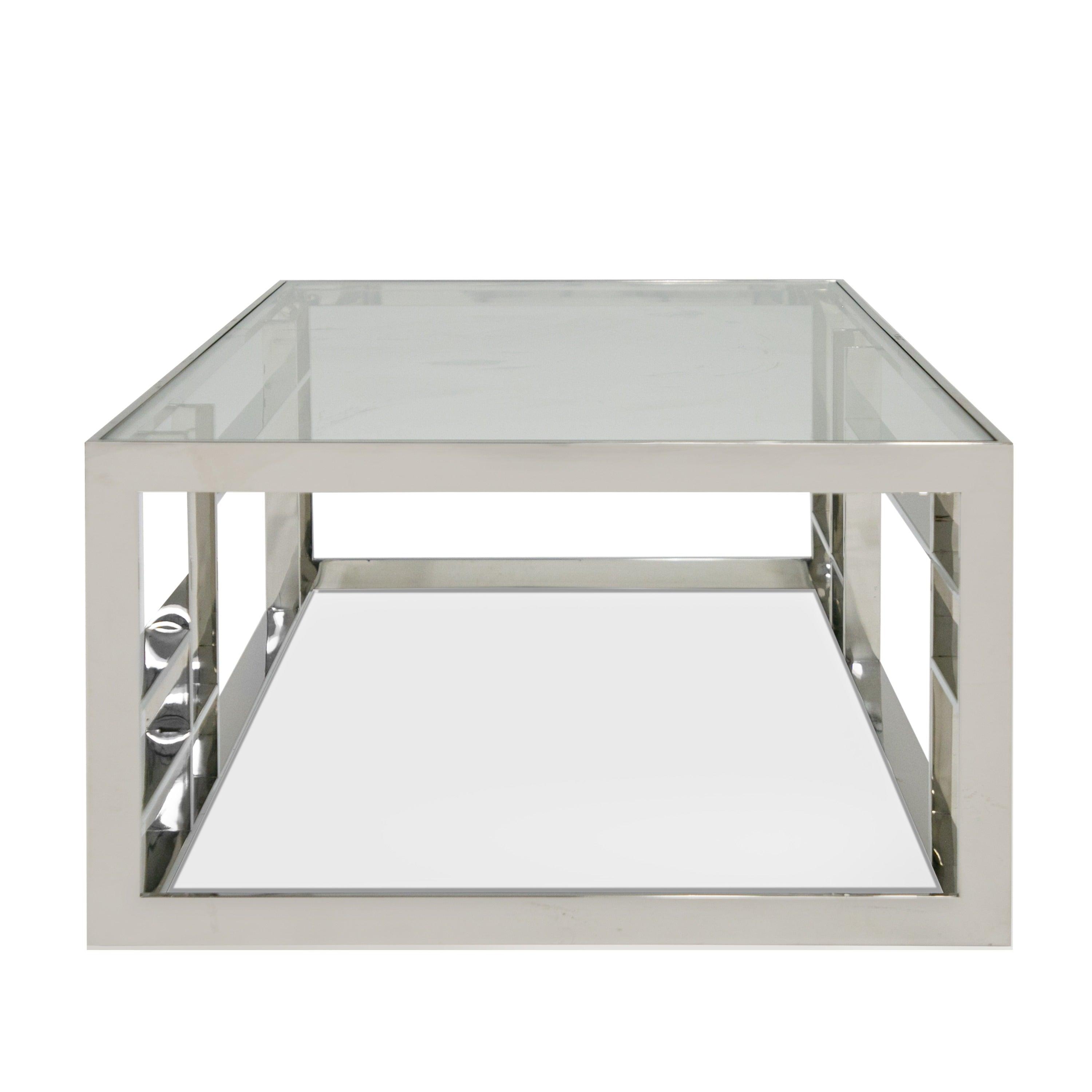 Modrest Stephen Modern Glass Stainless Steel Coffee Table