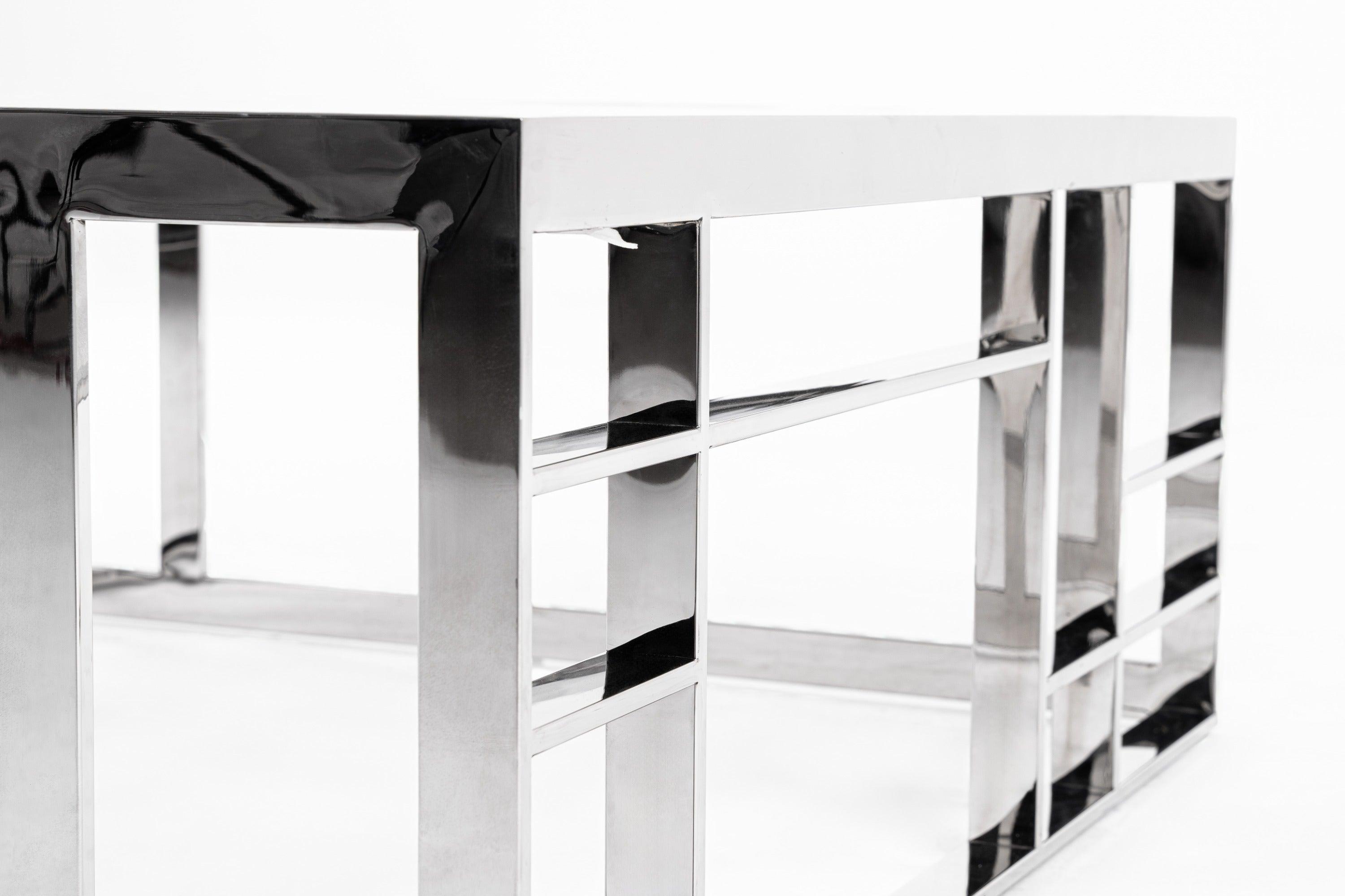 Modrest Stephen Modern Glass Stainless Steel Square Coffee Table