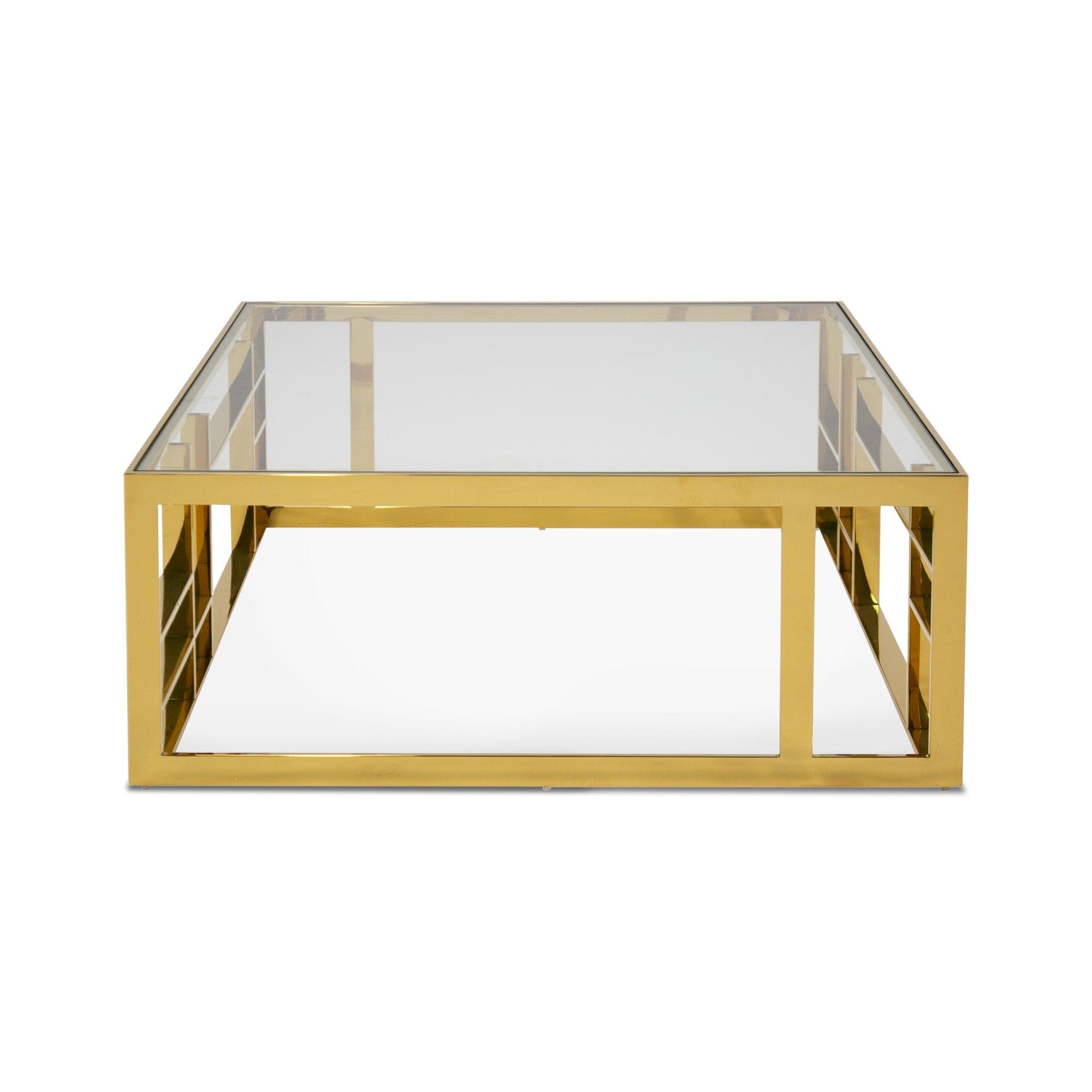 Modrest Stephen Modern Glass Stainless Steel Square Coffee Table