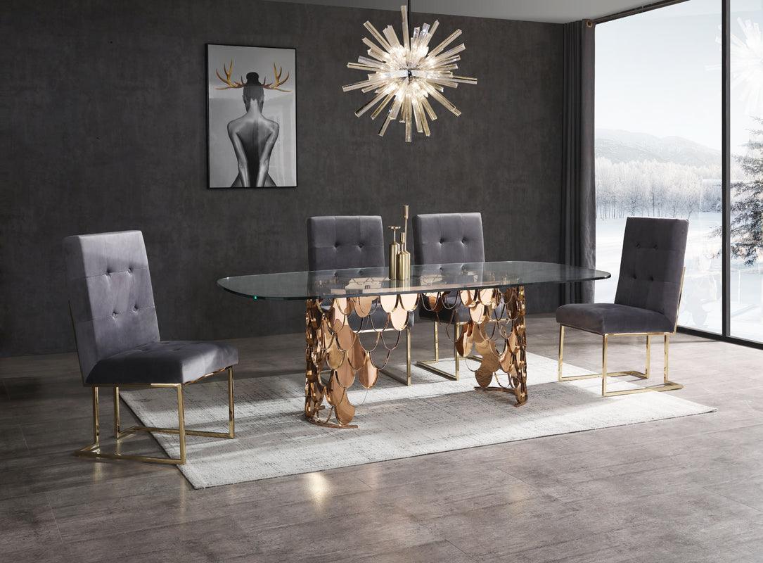 Modrest Javier Modern Glass Rosegold Dining Table