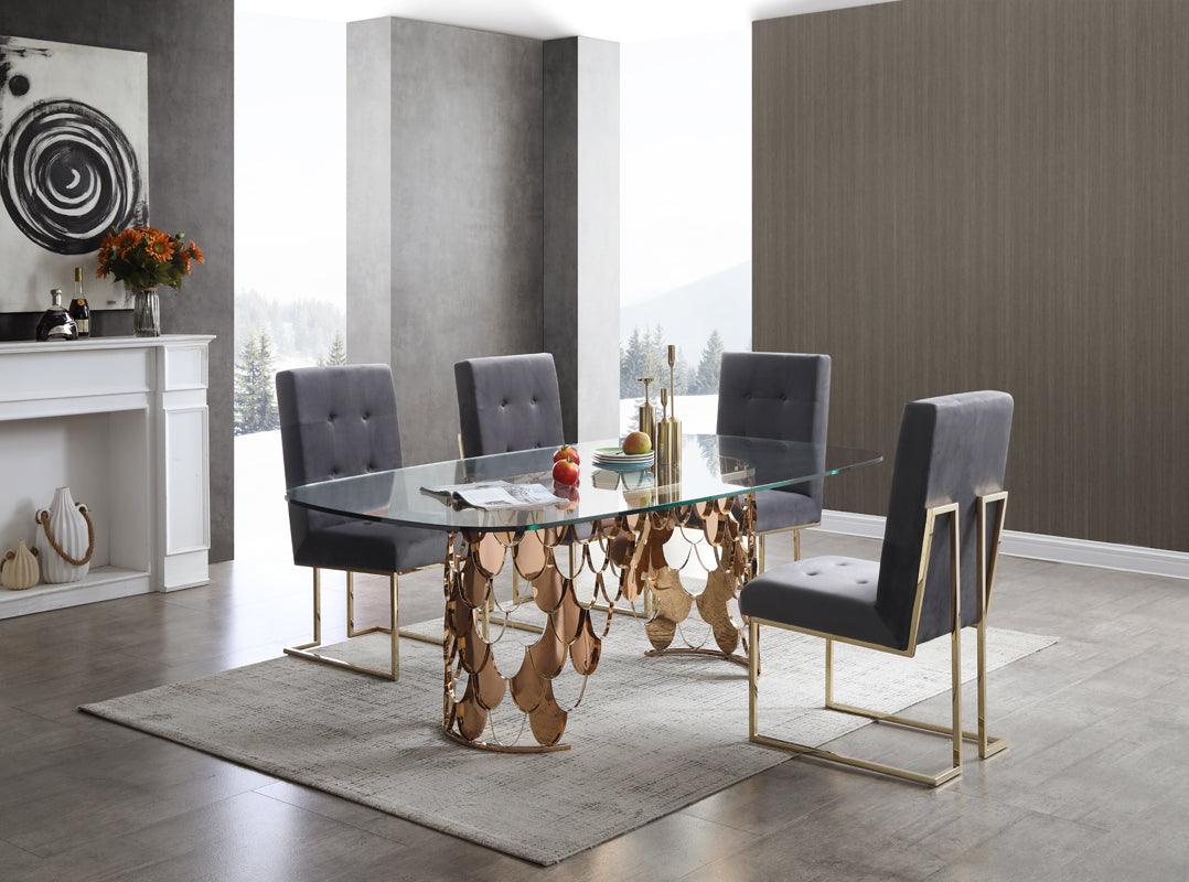 Modrest Javier Modern Glass Rosegold Dining Table