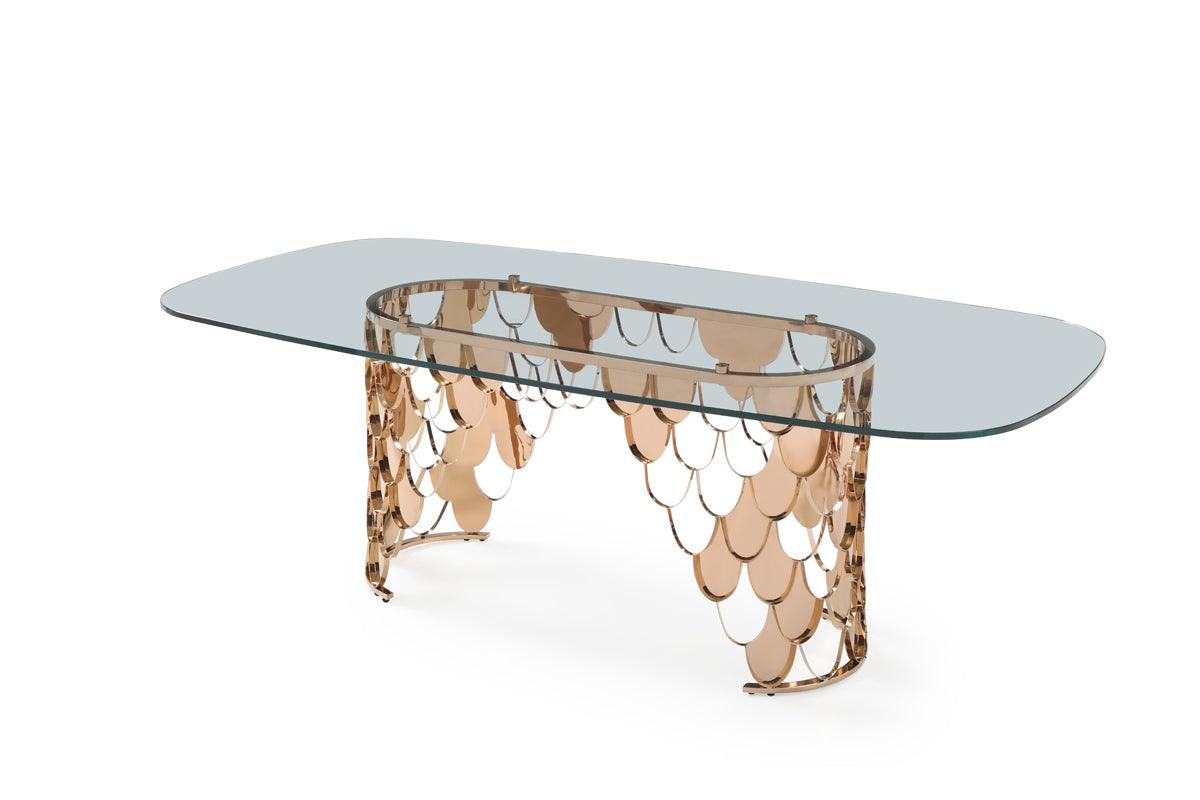 Modrest Javier Modern Glass Rosegold Dining Table