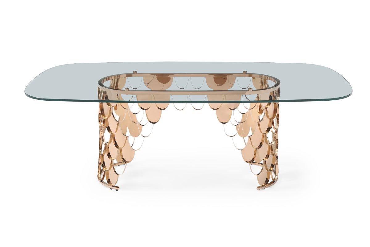 Modrest Javier Modern Glass Rosegold Dining Table