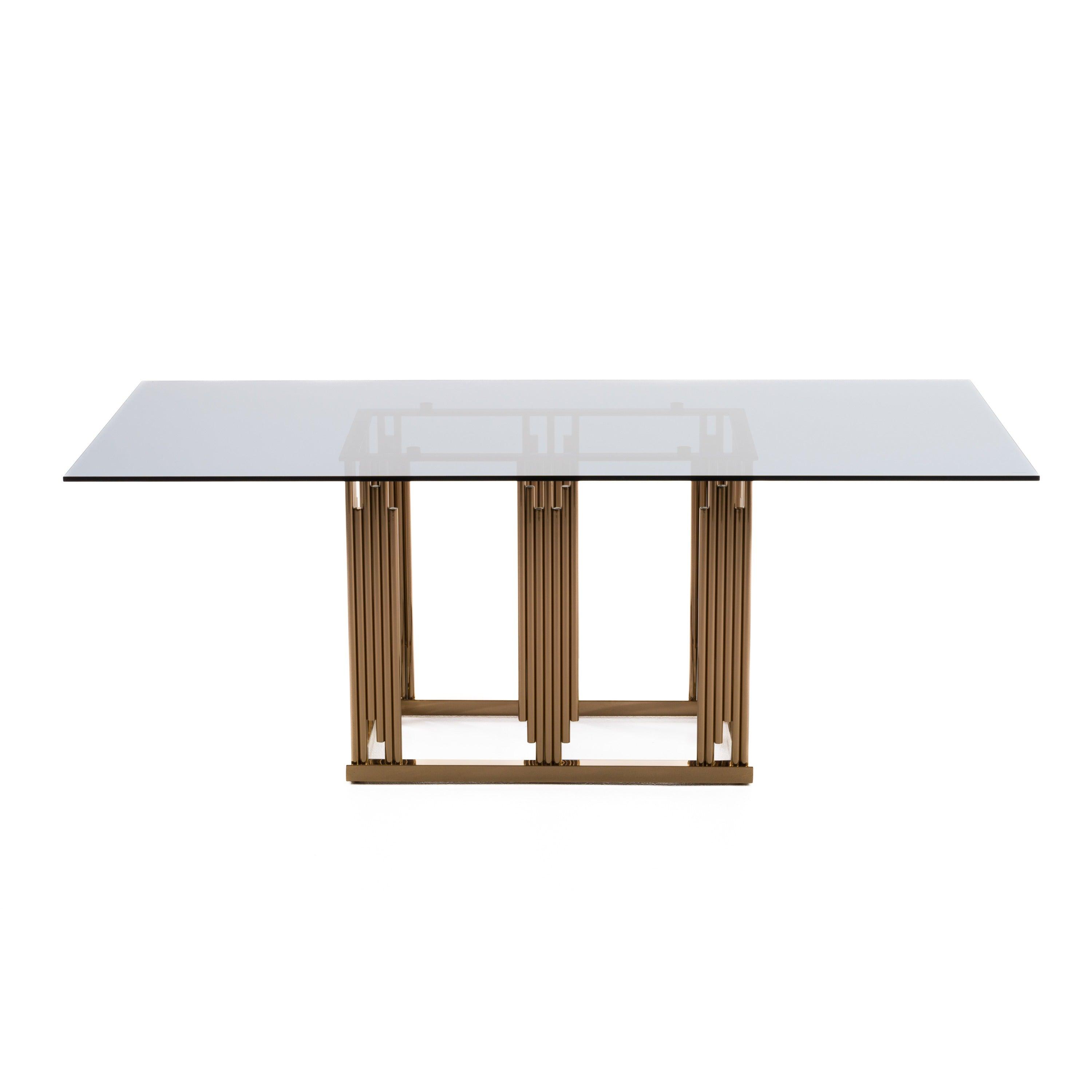 Modrest Token Modern Smoked Glass Rosegold Dining Table