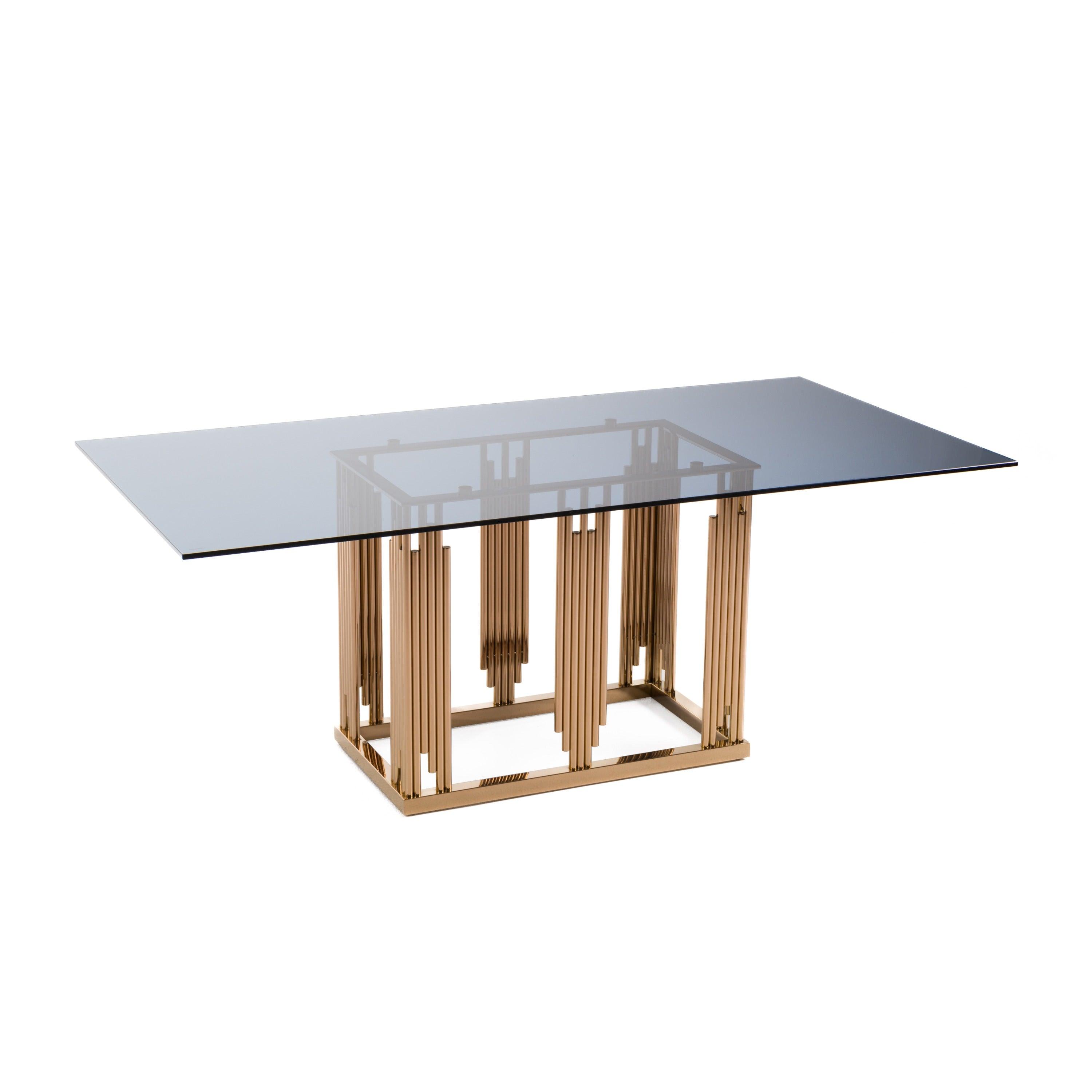 Modrest Token Modern Smoked Glass Rosegold Dining Table