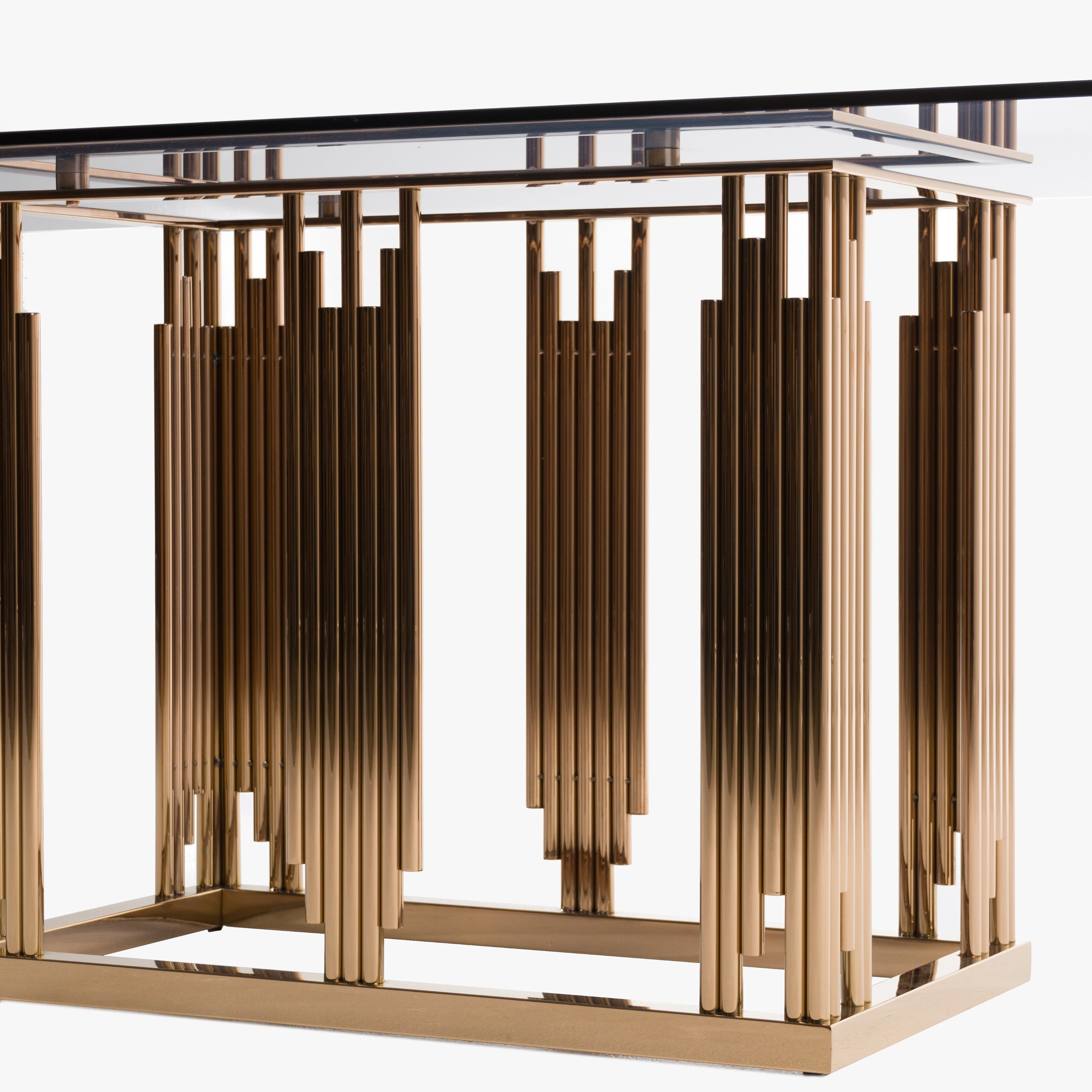 Modrest Token Modern Smoked Glass Rosegold Dining Table