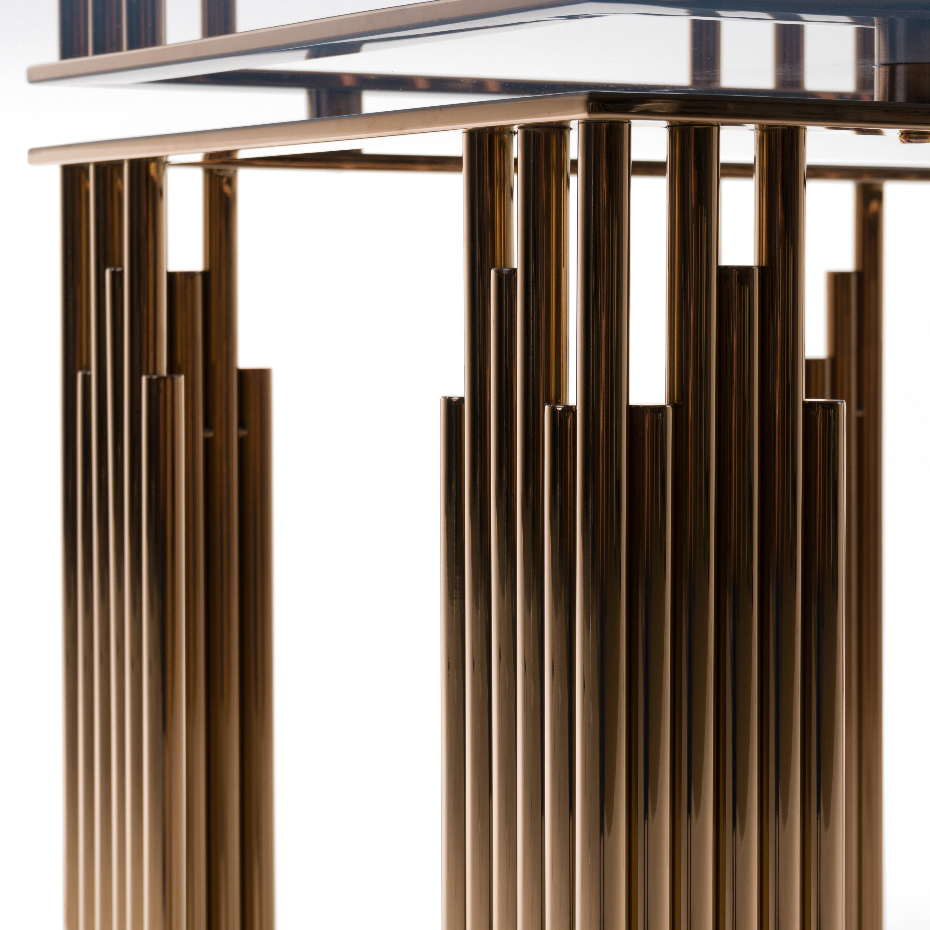 Modrest Token Modern Smoked Glass Rosegold Dining Table