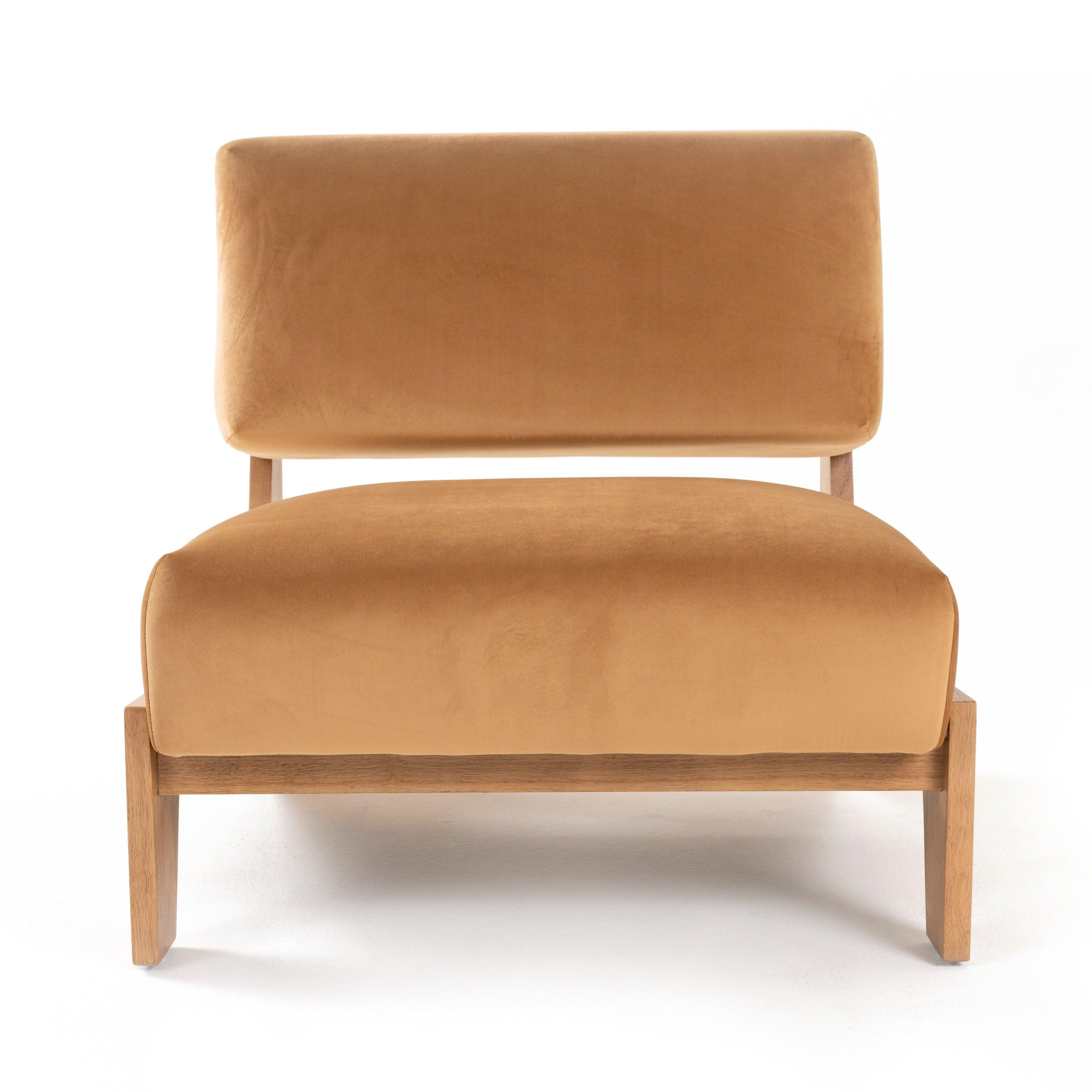 Modrest Tucker MidCentury Modern Velvet Chestnut Accent Chair