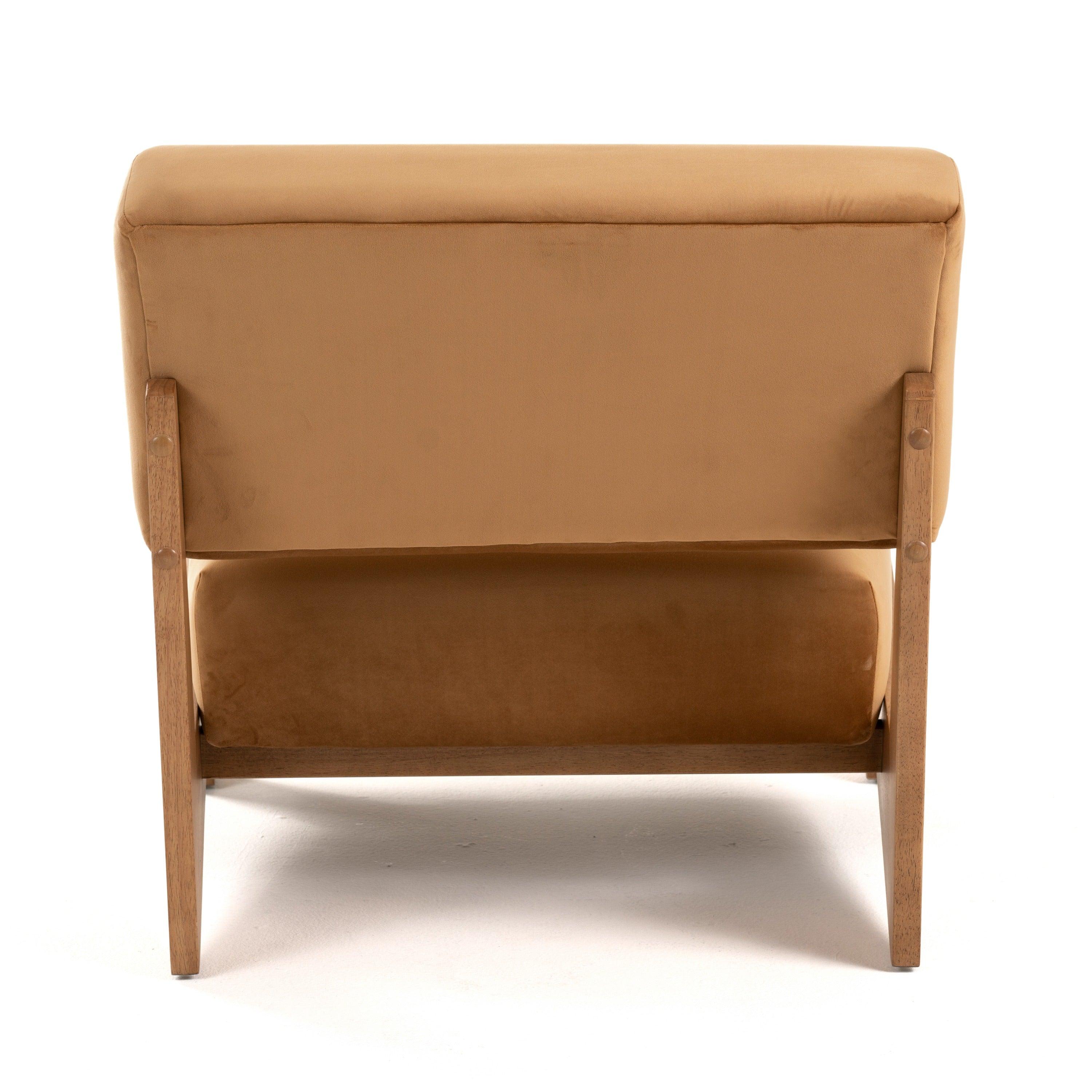 Modrest Tucker MidCentury Modern Velvet Chestnut Accent Chair