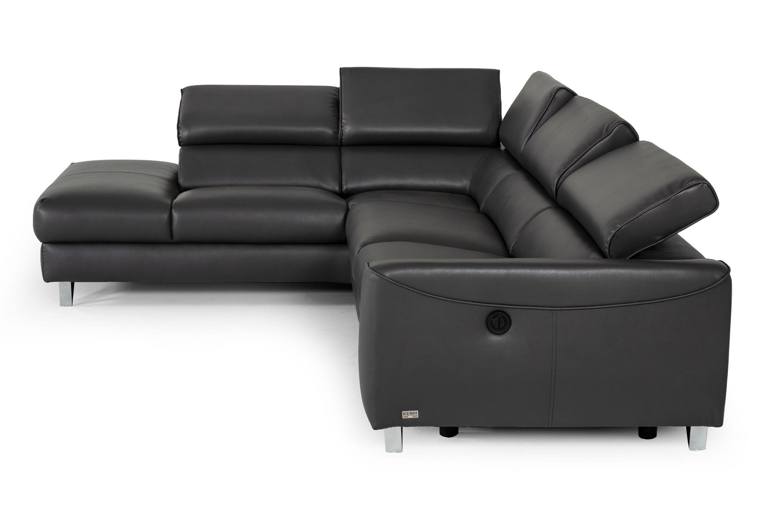 Divani Casa Versa Modern Teco Leather LAF Chaise Sectional with Recliner