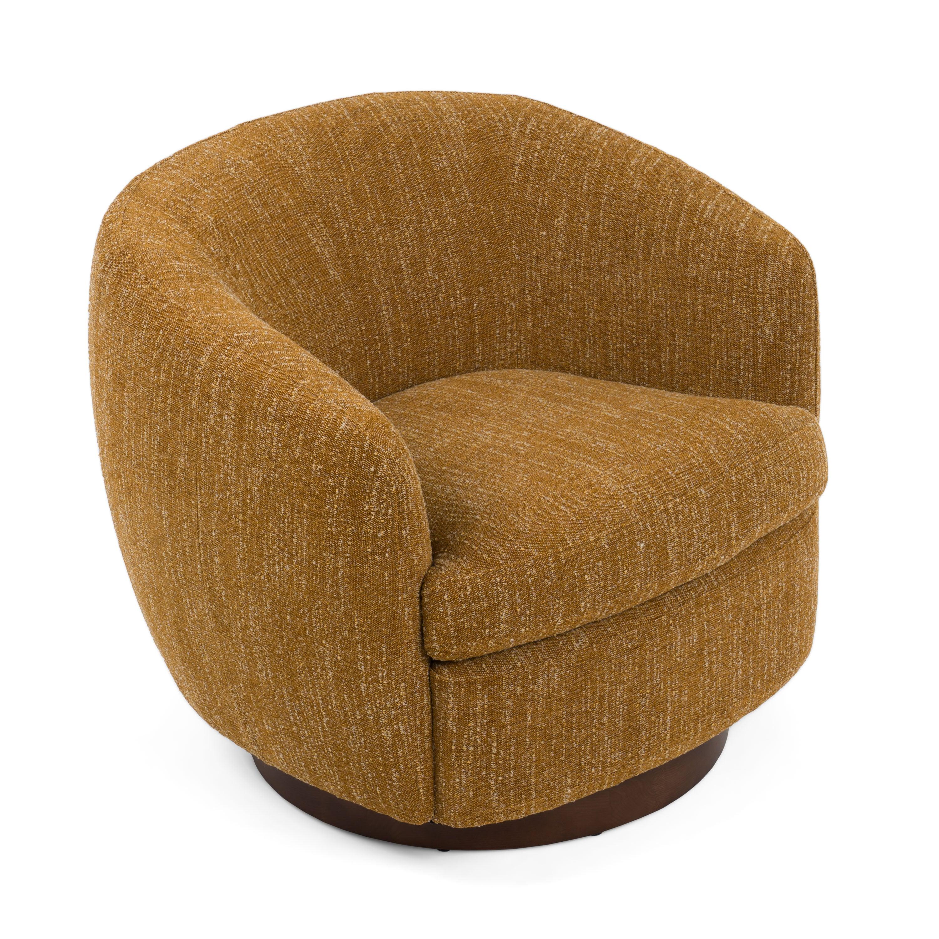 Divani Casa Wendt Modern Mustard Fabric Swivel Accent Chair