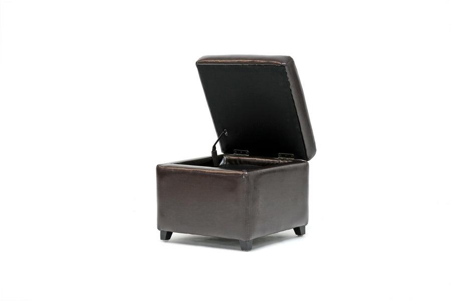 Faux Leather Small Storage Cube Ottoman