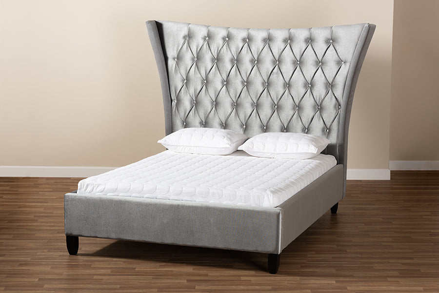 Viola Glamour Bed with Tall Wingback Headboard-Bed-Baxton Studio - WI-Wall2Wall Furnishings