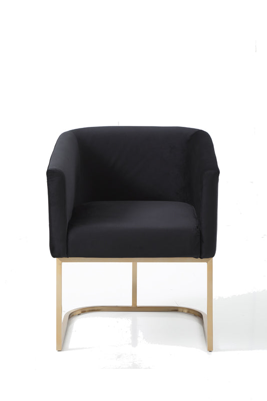 Modrest Yukon Modern Black Velvet & Gold Dining Chair-Dining Chair-VIG-Wall2Wall Furnishings