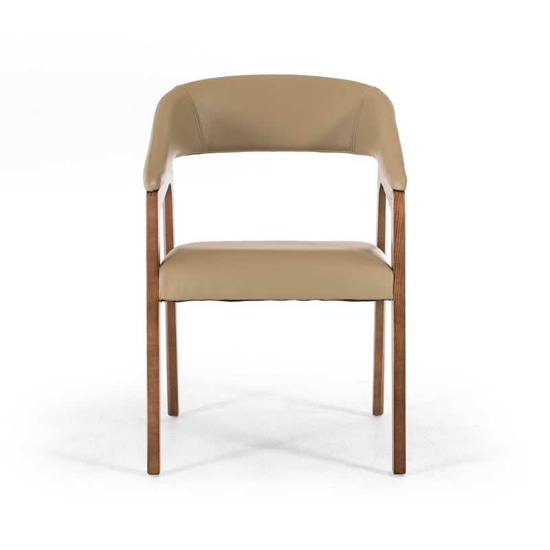 Modrest Clive Modern Taupe & Walnut Dining Chair-Dining Chair-VIG-Wall2Wall Furnishings