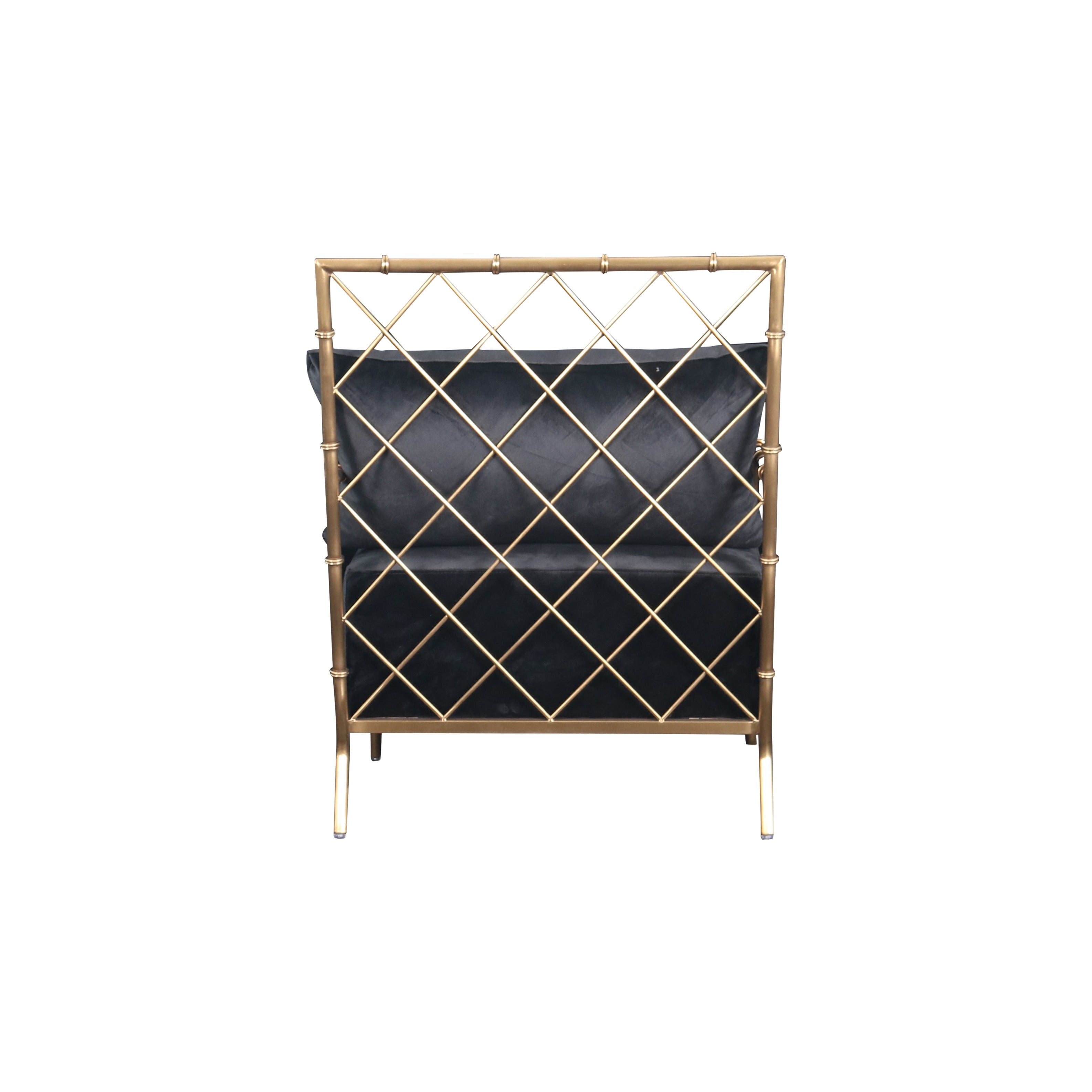 Divani Casa Ignacio - Glam Black Velvet & Gold Accent Chair-Lounge Chair-VIG-Wall2Wall Furnishings