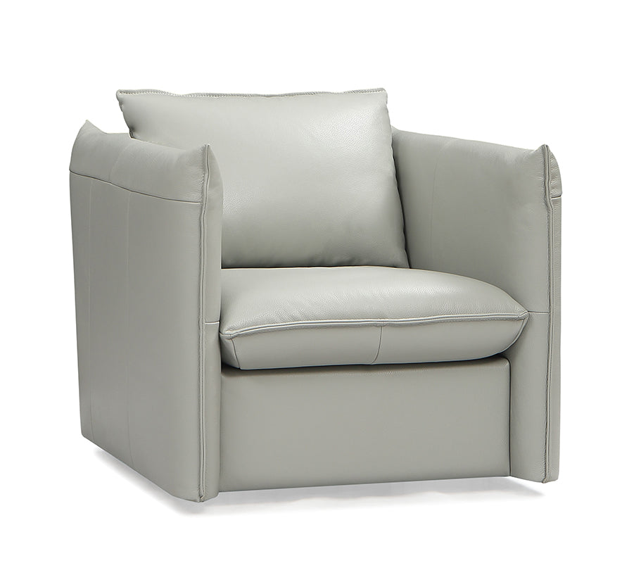 Divani Casa Tamworth Modern Grey Leather Swivel Chair-Lounge Chair-VIG-Wall2Wall Furnishings